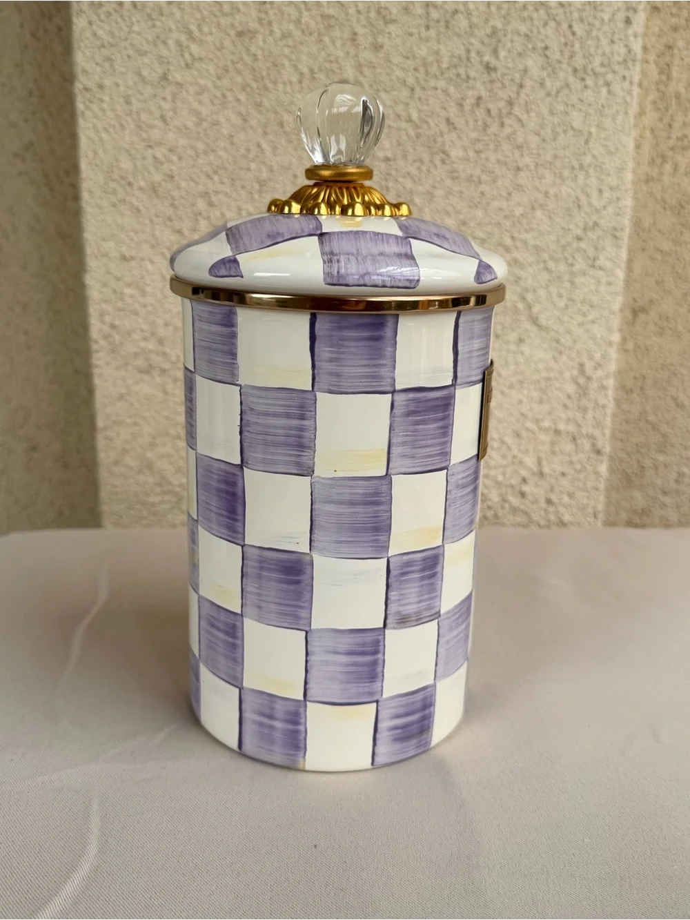 MacKenzy-Childs Violet Check Large Canister